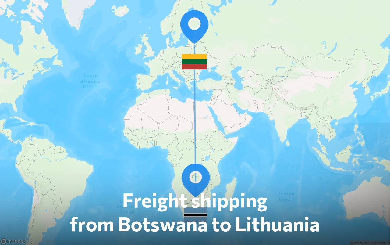 Shipping route from Botswana to Lithuania
