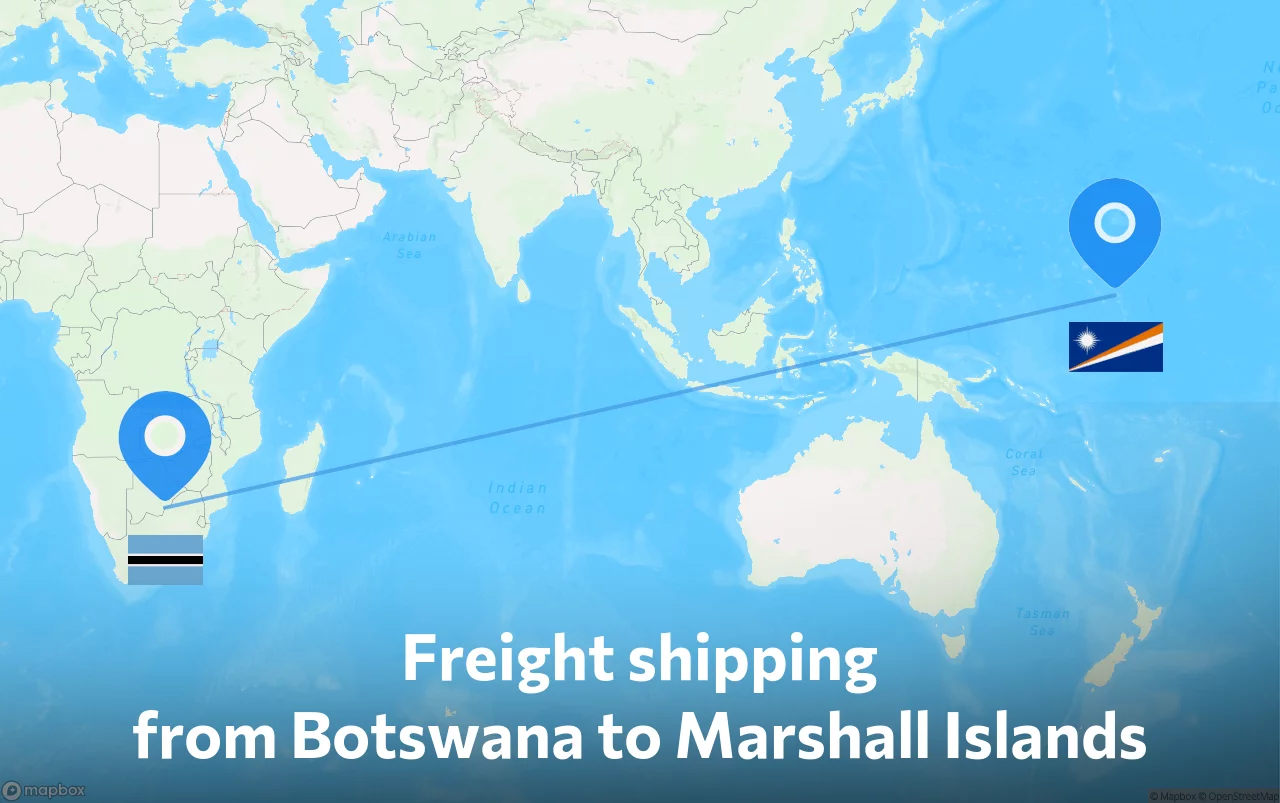 Shipping route from Botswana to Marshall Islands