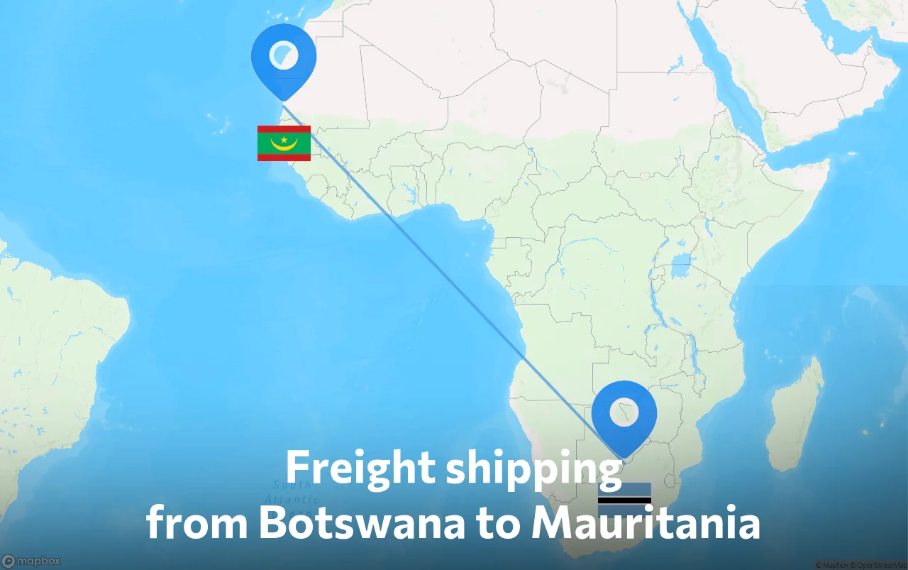 Shipping route from Botswana to Mauritania