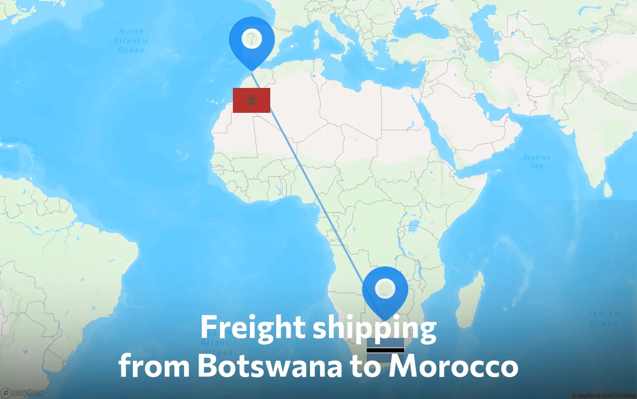 Shipping route from Botswana to Morocco