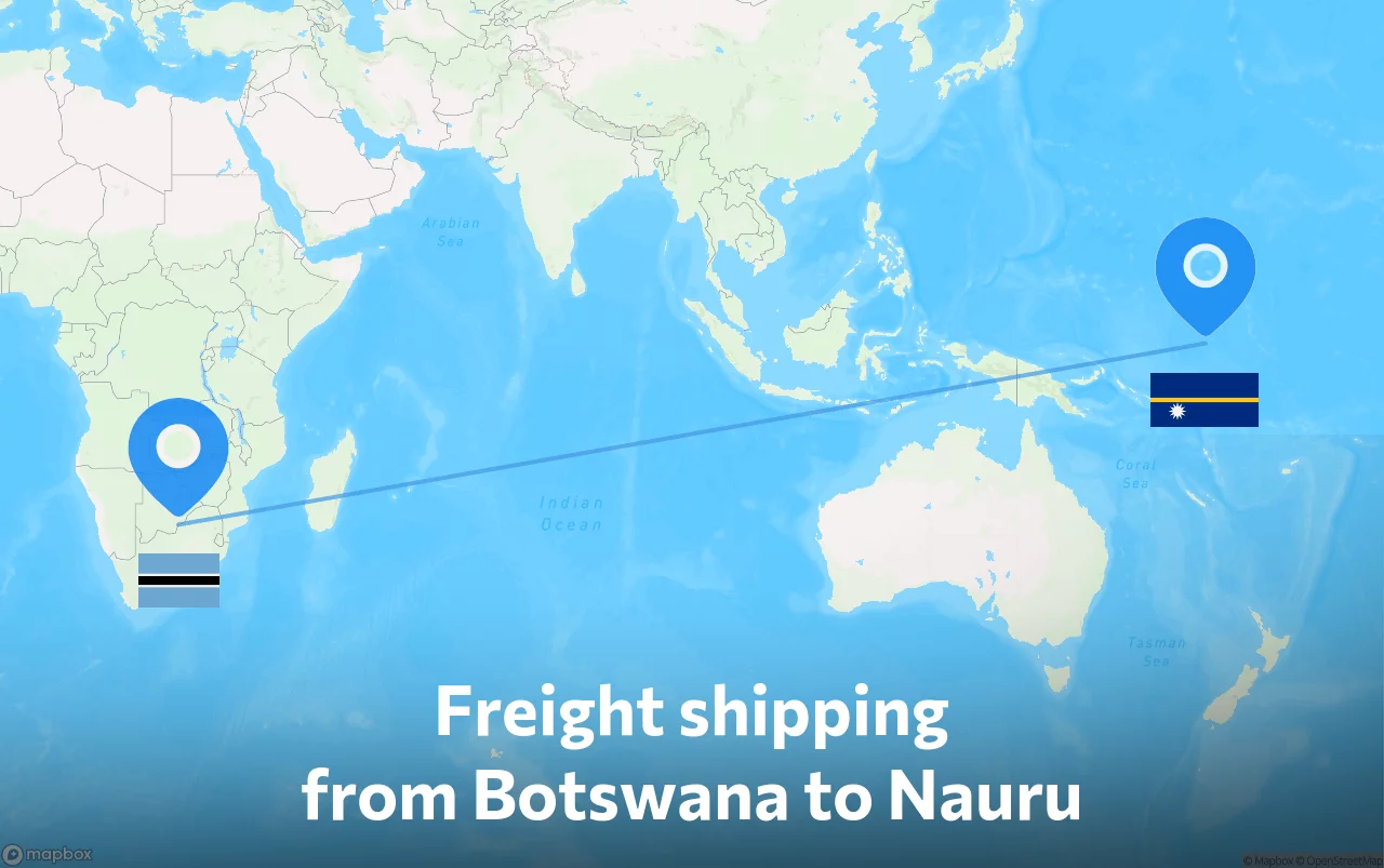 Shipping route from Botswana to Nauru