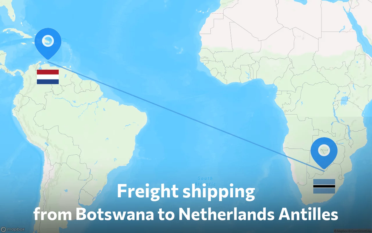 Shipping route from Botswana to Netherlands Antilles
