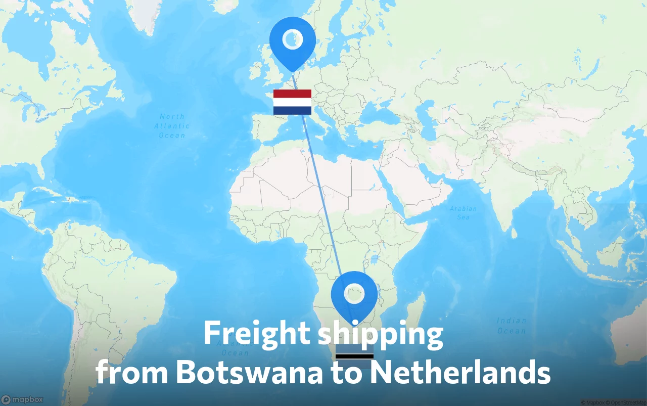 Shipping route from Botswana to Netherlands
