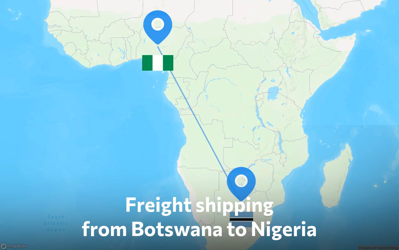 Shipping route from Botswana to Nigeria