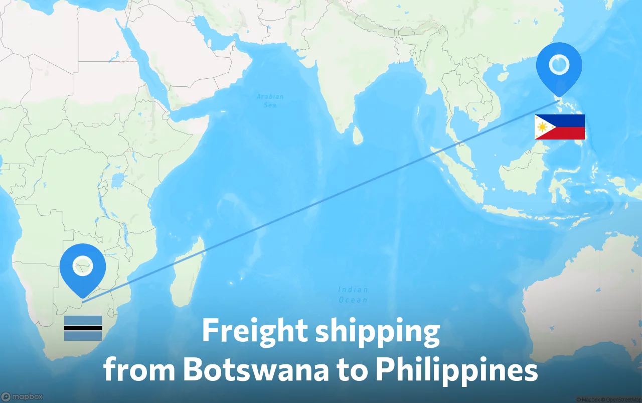 Shipping route from Botswana to Philippines