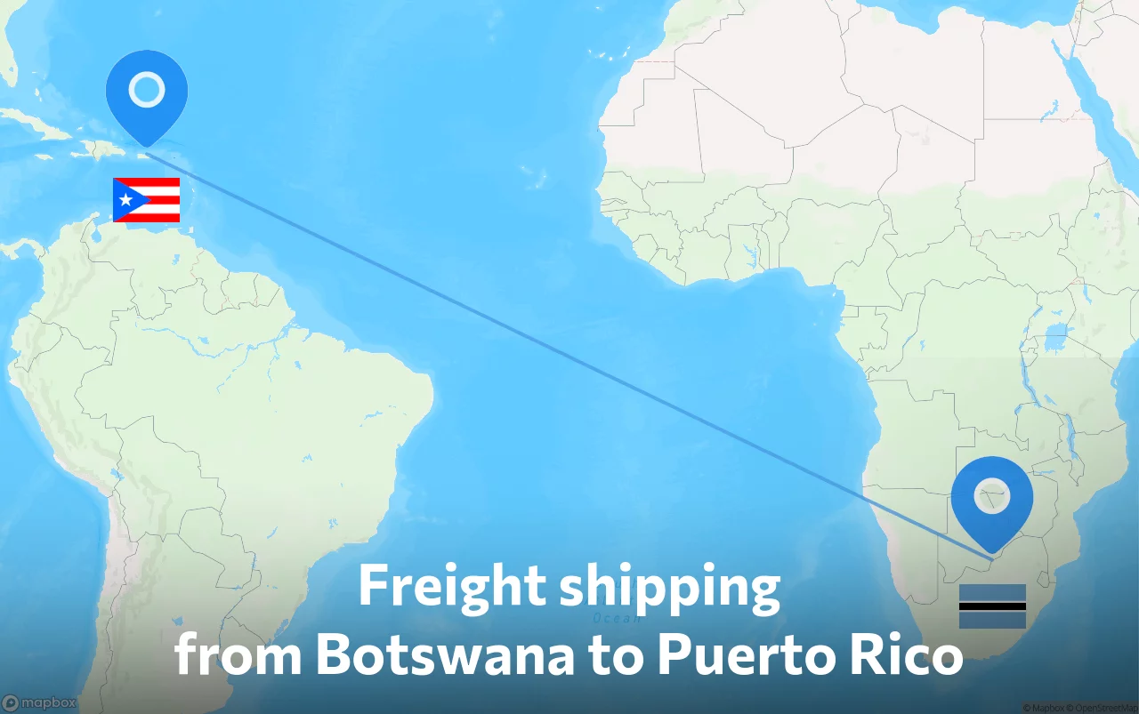 Shipping route from Botswana to Puerto Rico