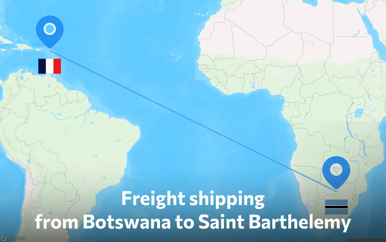 Shipping route from Botswana to Saint Barthelemy