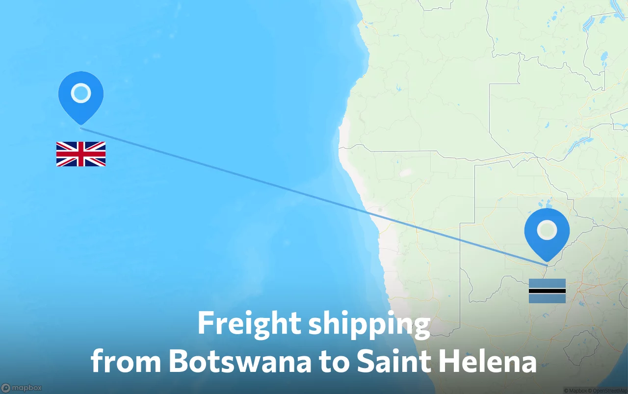 Shipping route from Botswana to Saint Helena