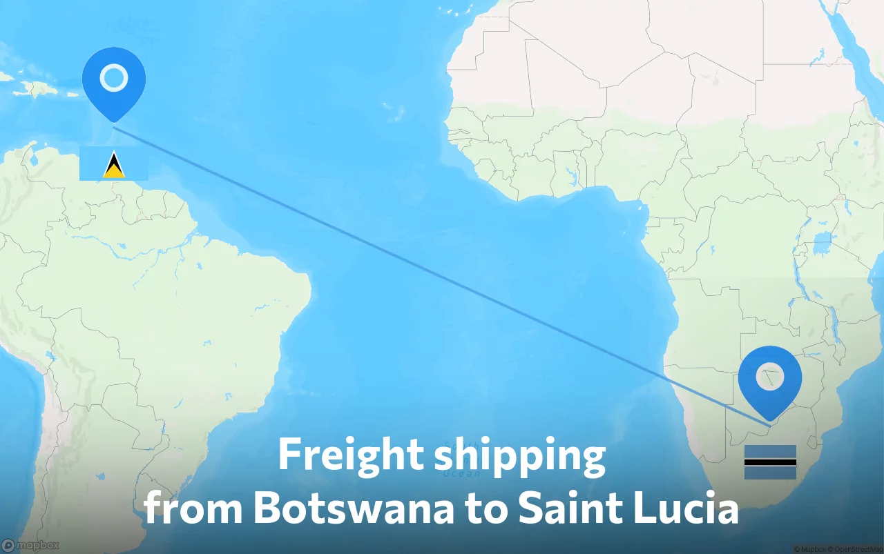 Shipping route from Botswana to Saint Lucia