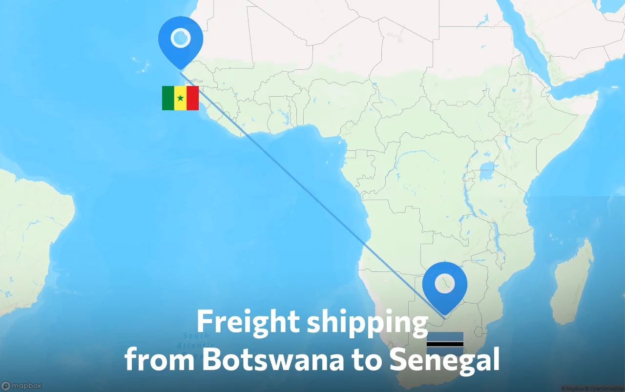 Shipping route from Botswana to Senegal