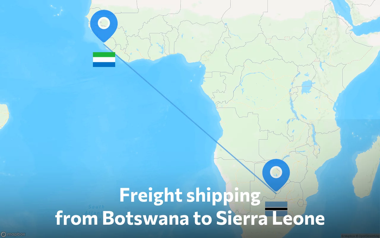 Shipping route from Botswana to Sierra Leone