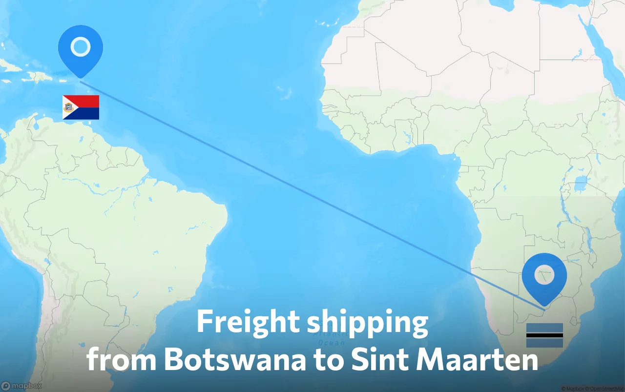 Shipping route from Botswana to Sint Maarten