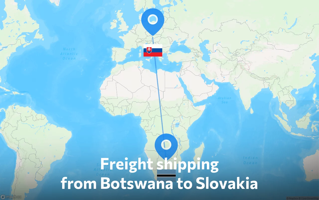 Shipping route from Botswana to Slovakia