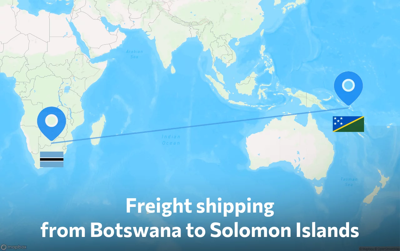 Shipping route from Botswana to Solomon Islands