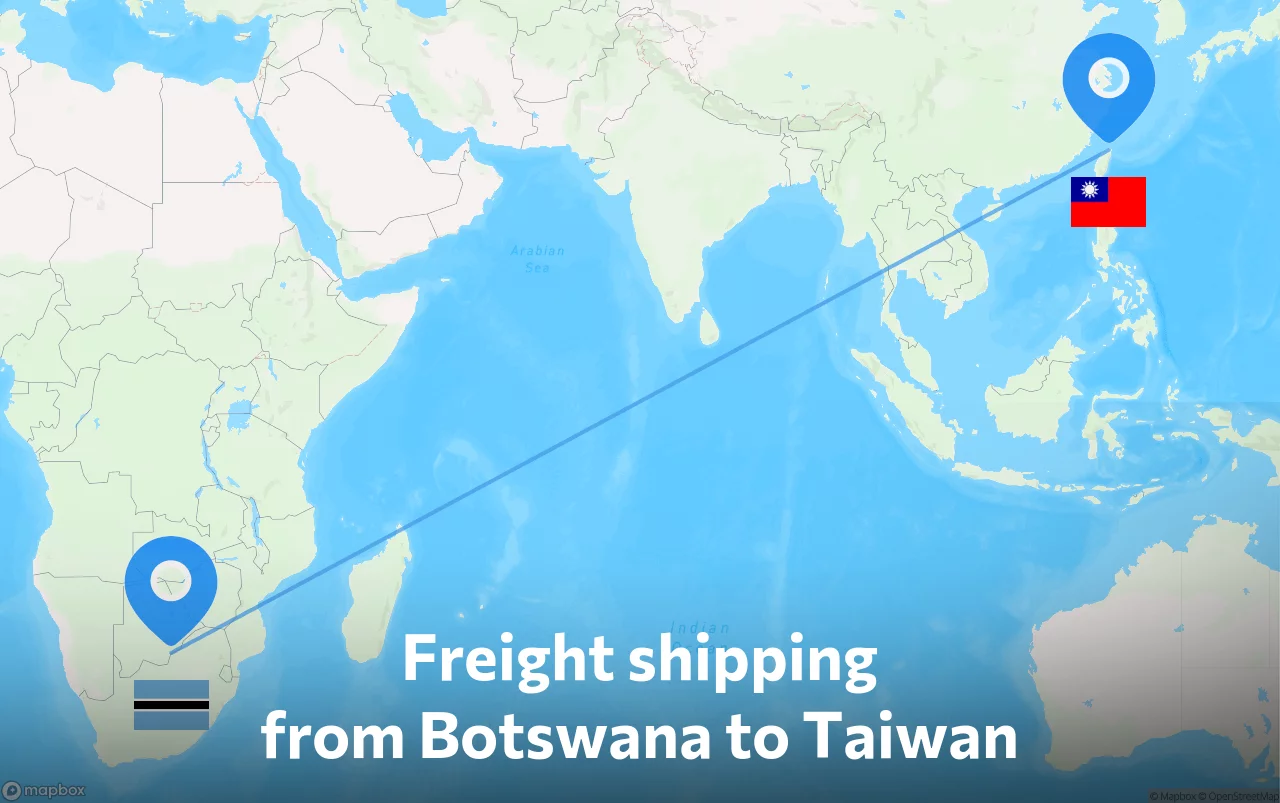 Shipping route from Botswana to Taiwan
