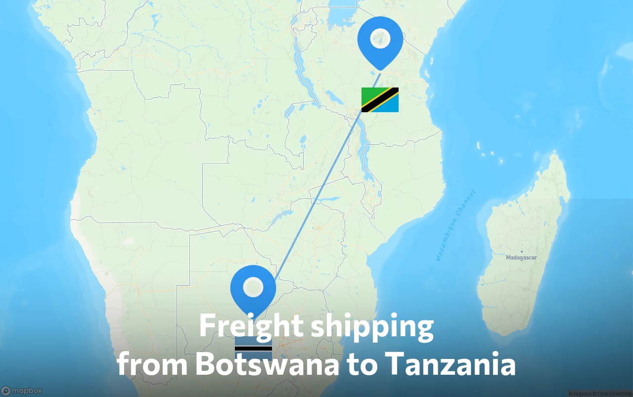 Shipping route from Botswana to Tanzania