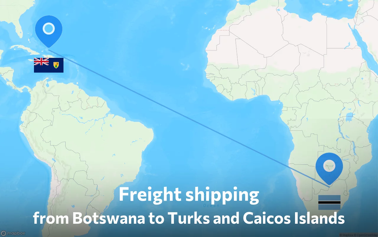 Shipping route from Botswana to Turks and Caicos Islands