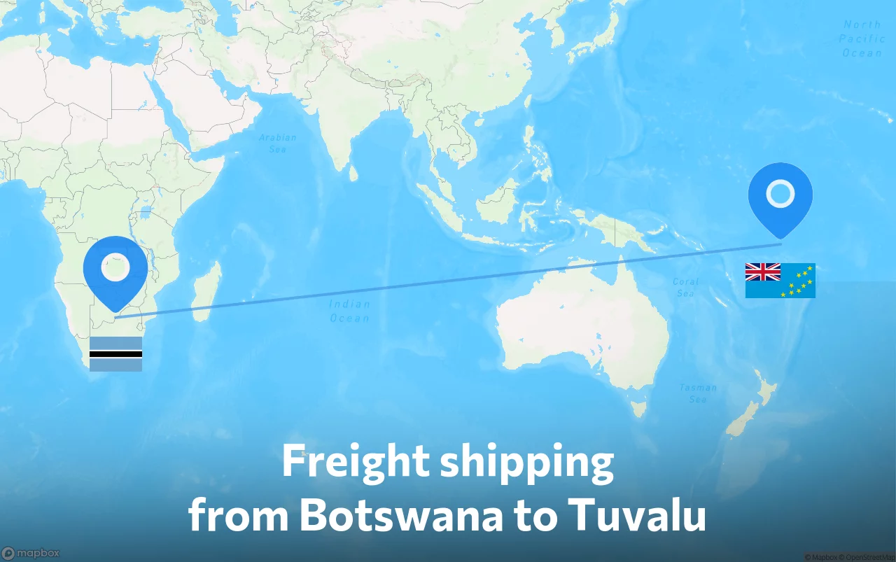 Shipping route from Botswana to Tuvalu