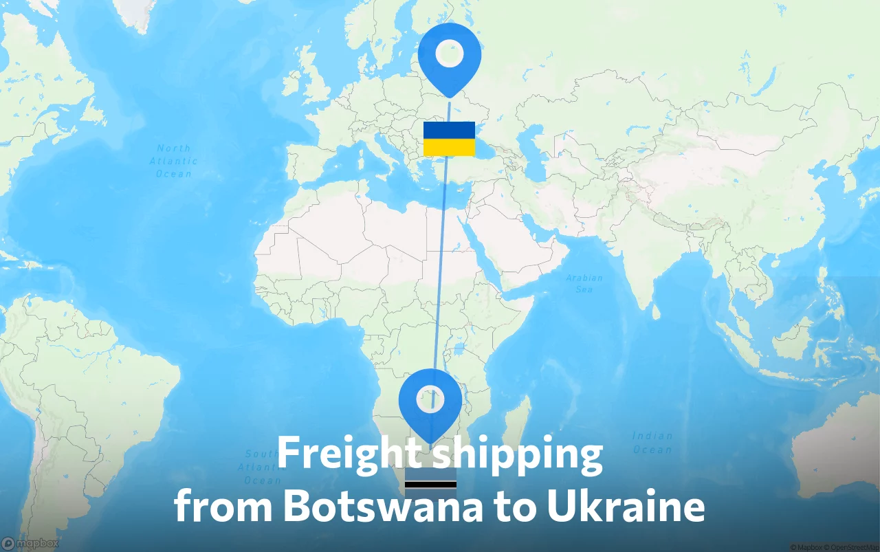 Shipping route from Botswana to Ukraine