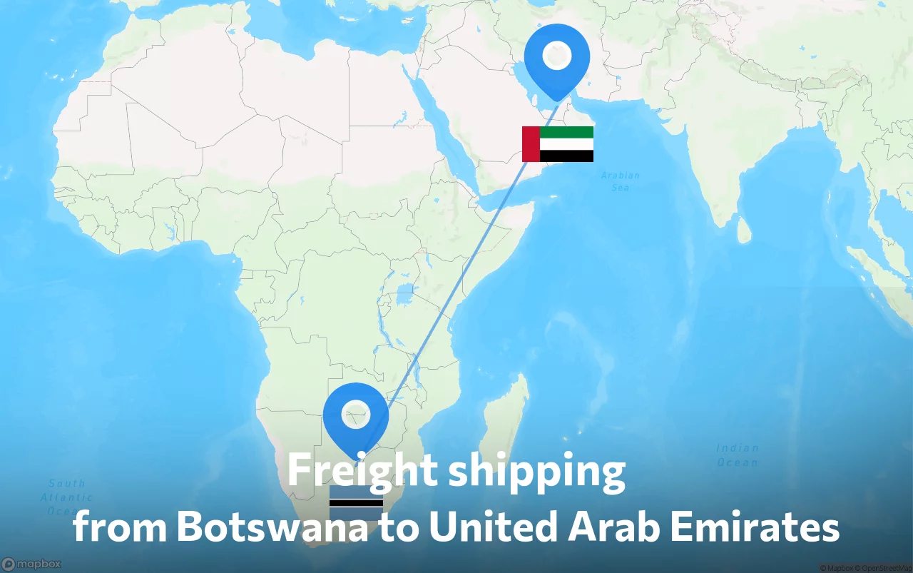Shipping route from Botswana to United Arab Emirates