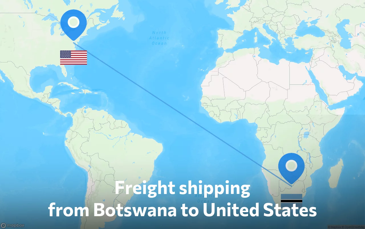 Shipping route from Botswana to United States