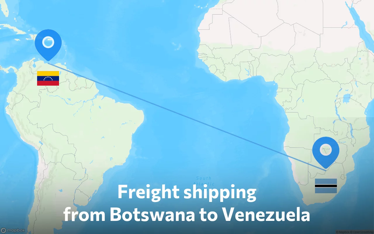 Shipping route from Botswana to Venezuela