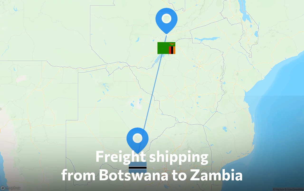 Shipping route from Botswana to Zambia