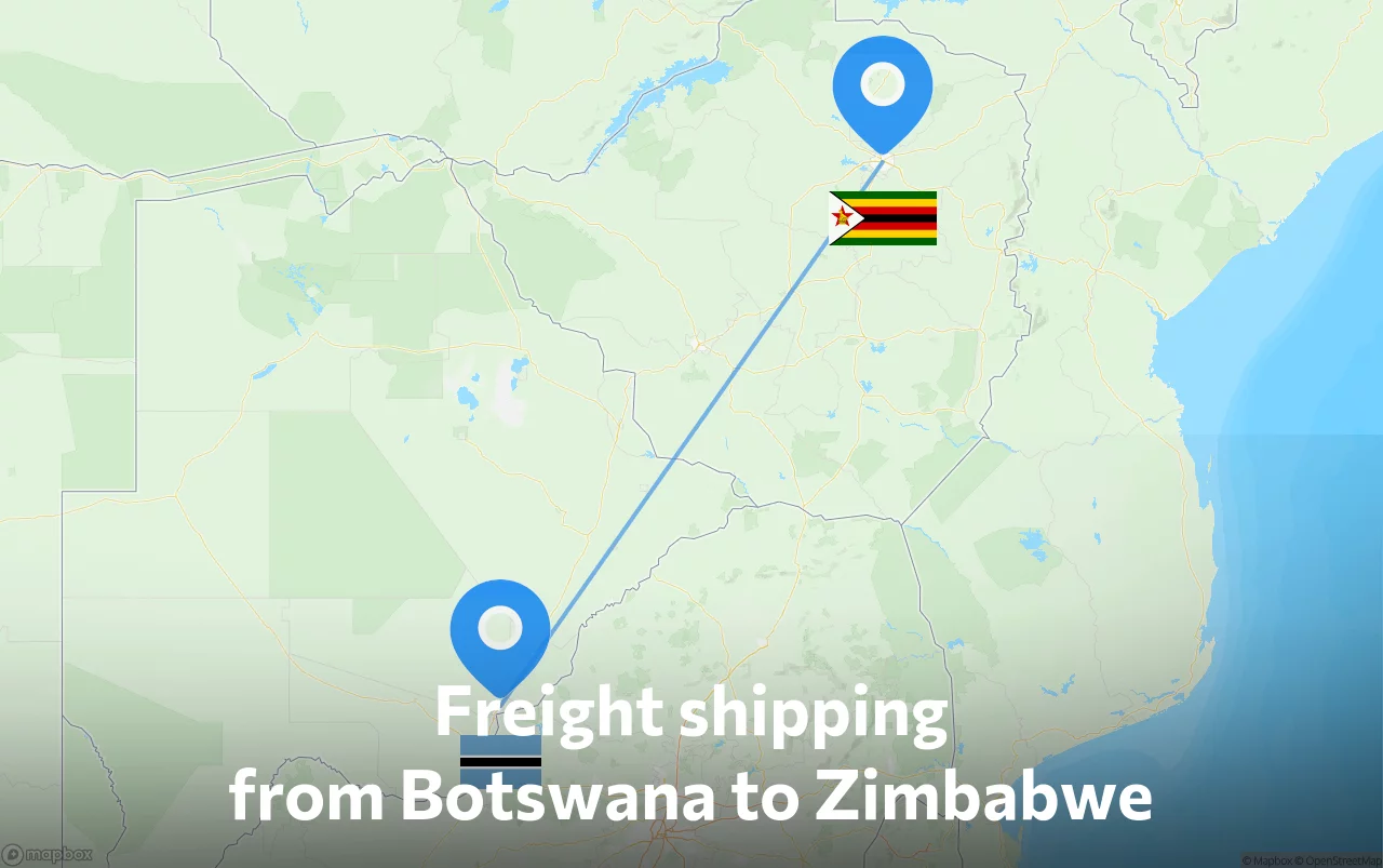 Shipping route from Botswana to Zimbabwe