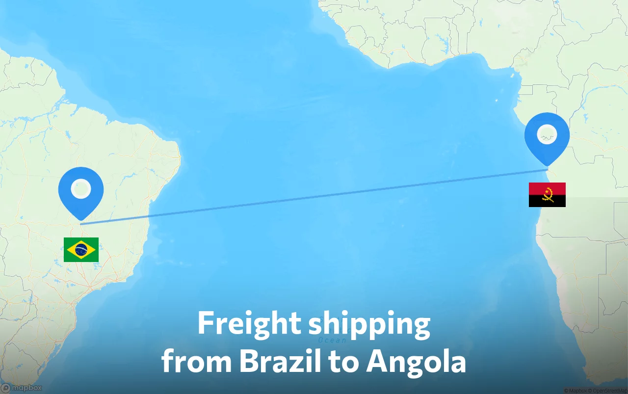 Shipping route from Brazil to Angola