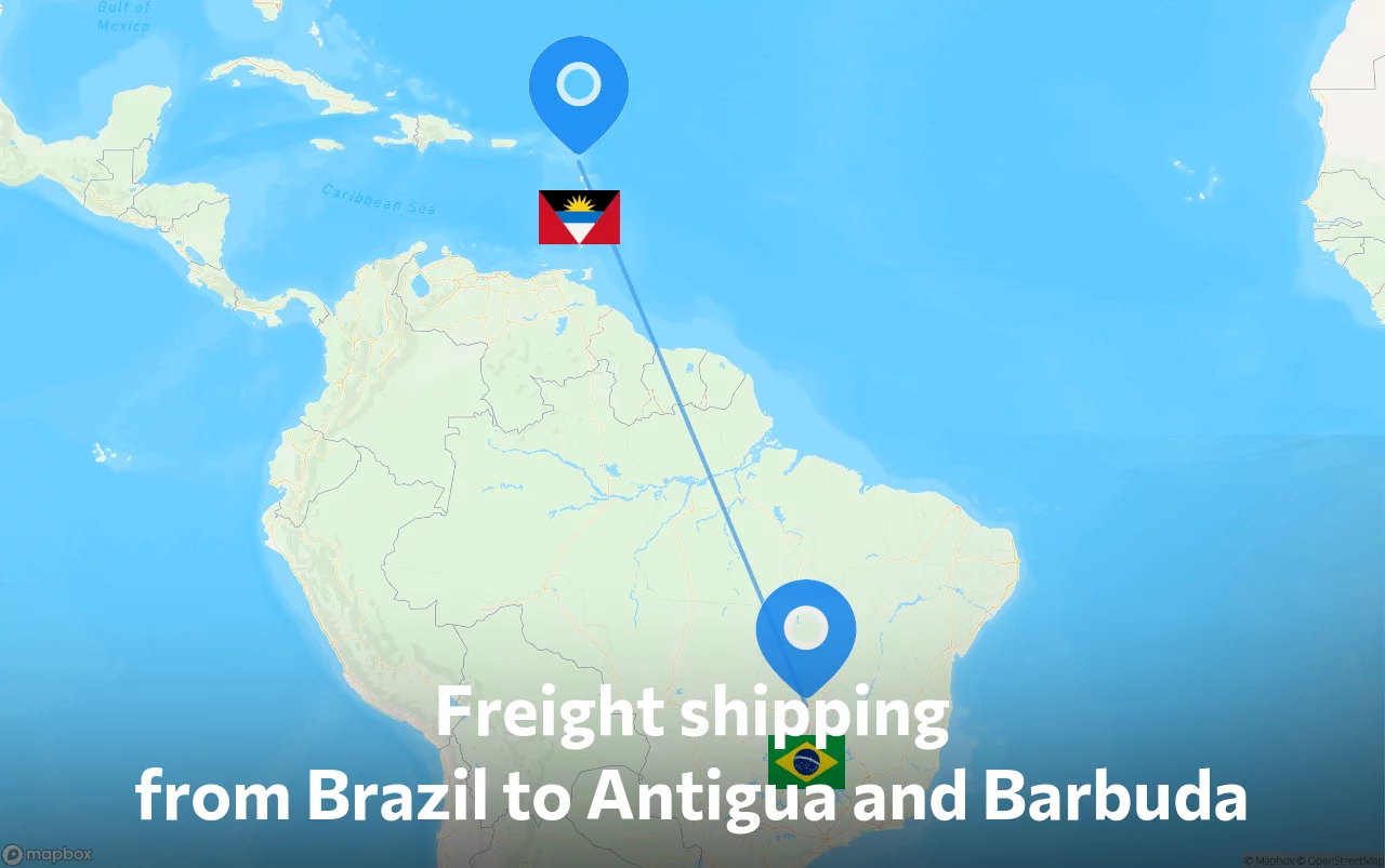 Shipping route from Brazil to Antigua and Barbuda