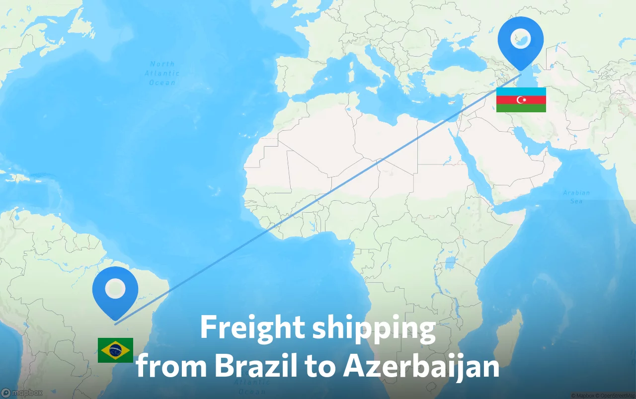 Shipping route from Brazil to Azerbaijan