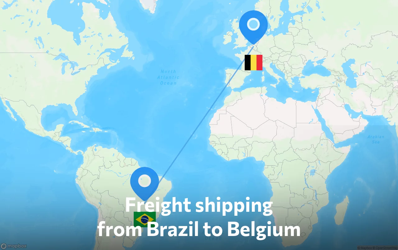 Shipping route from Brazil to Belgium