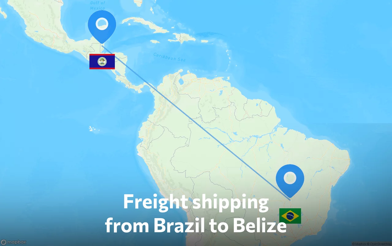 Shipping route from Brazil to Belize