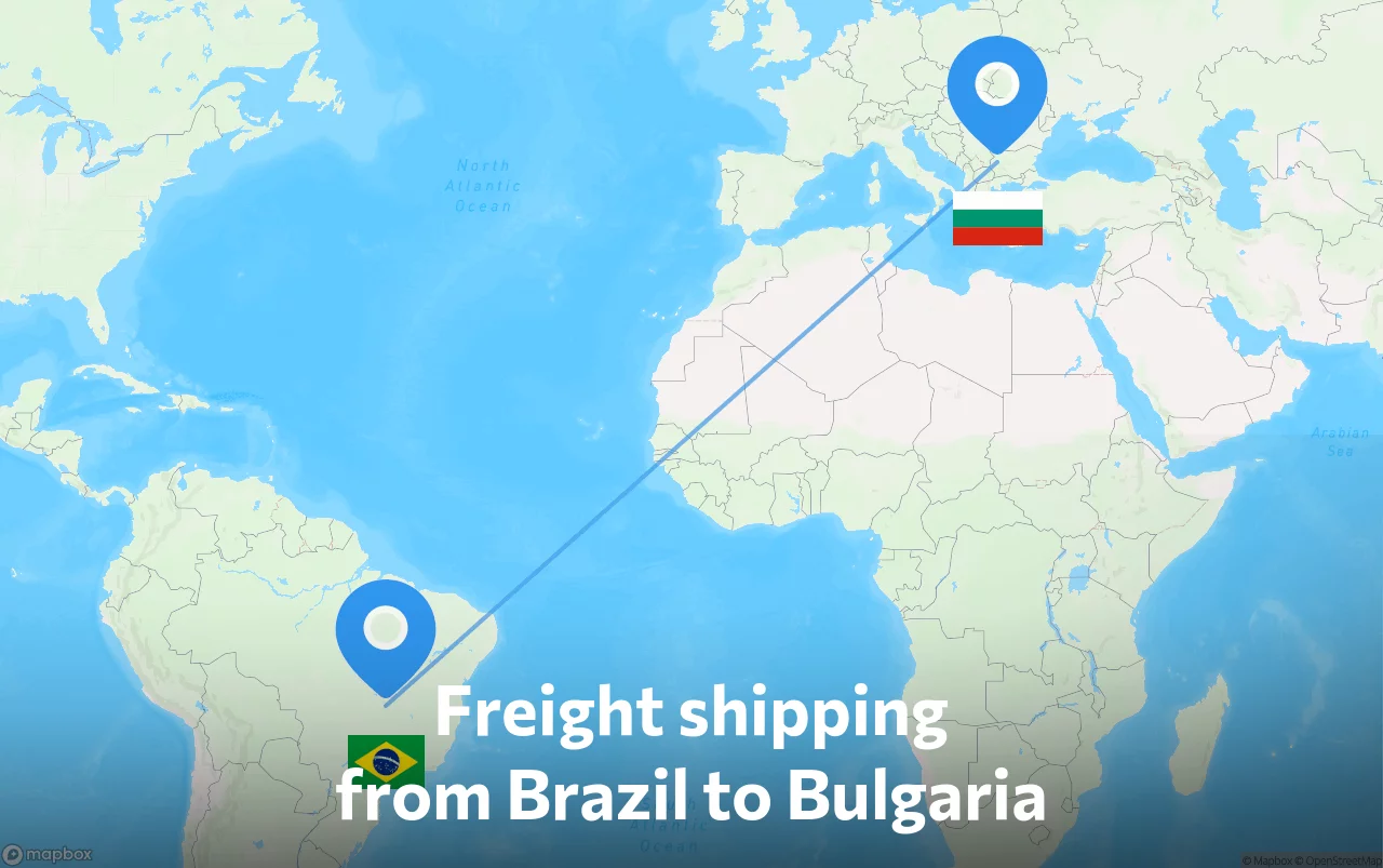 Shipping route from Brazil to Bulgaria