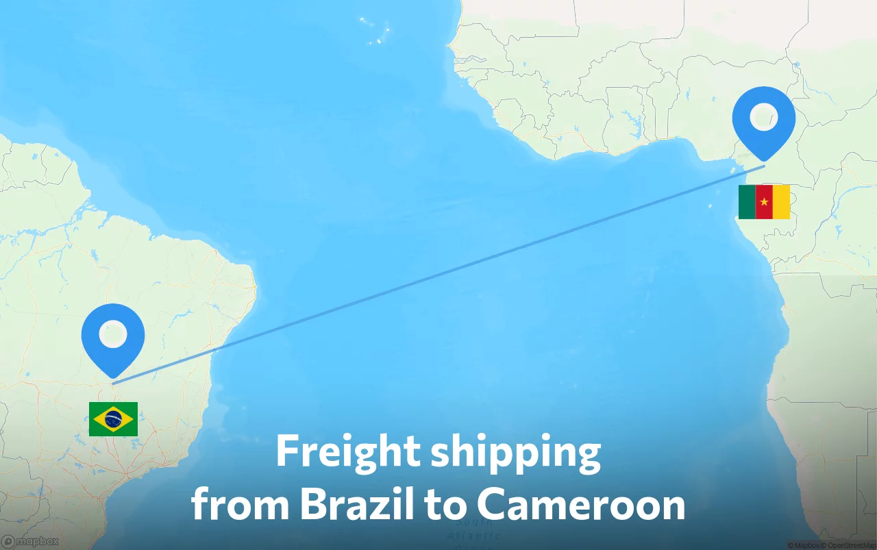Shipping route from Brazil to Cameroon