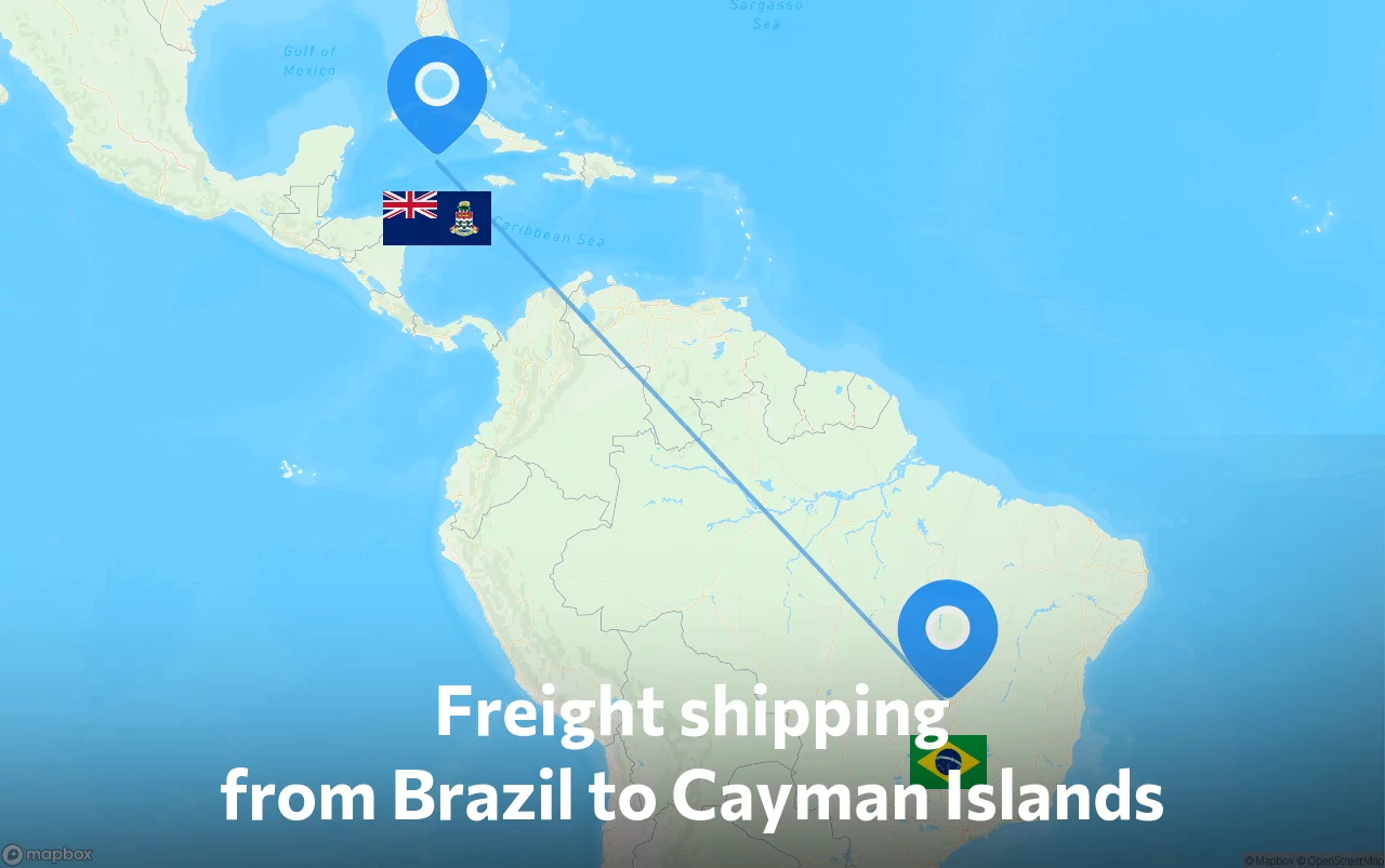 Shipping route from Brazil to Cayman Islands