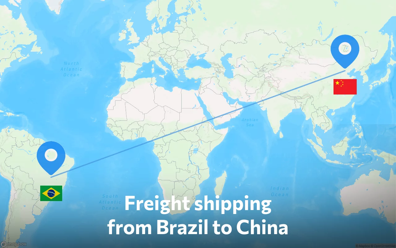 Shipping route from Brazil to China