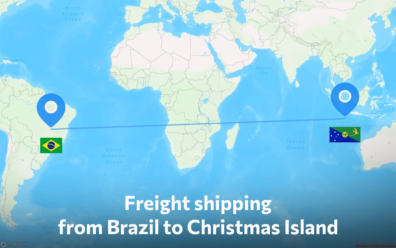 Shipping route from Brazil to Christmas Island