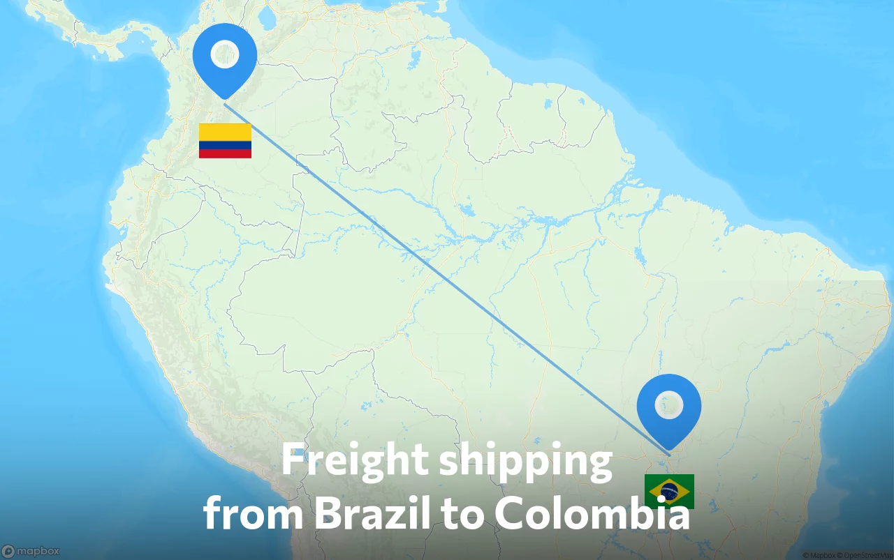 Shipping route from Brazil to Colombia
