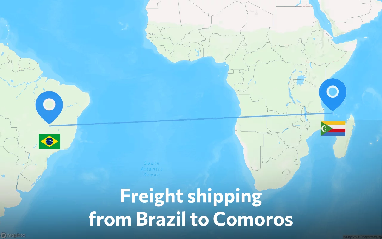 Shipping route from Brazil to Comoros