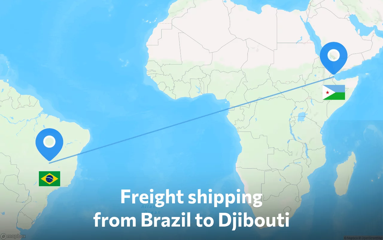 Shipping route from Brazil to Djibouti