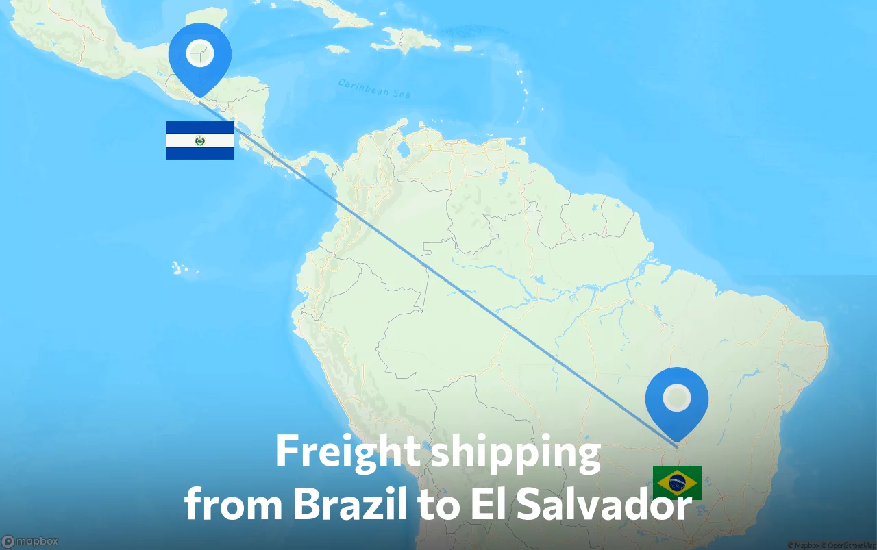 Shipping route from Brazil to El Salvador
