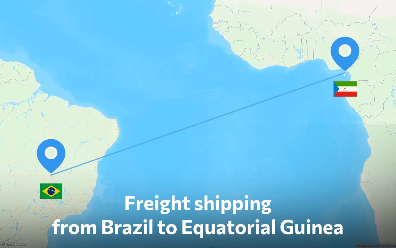 Shipping route from Brazil to Equatorial Guinea