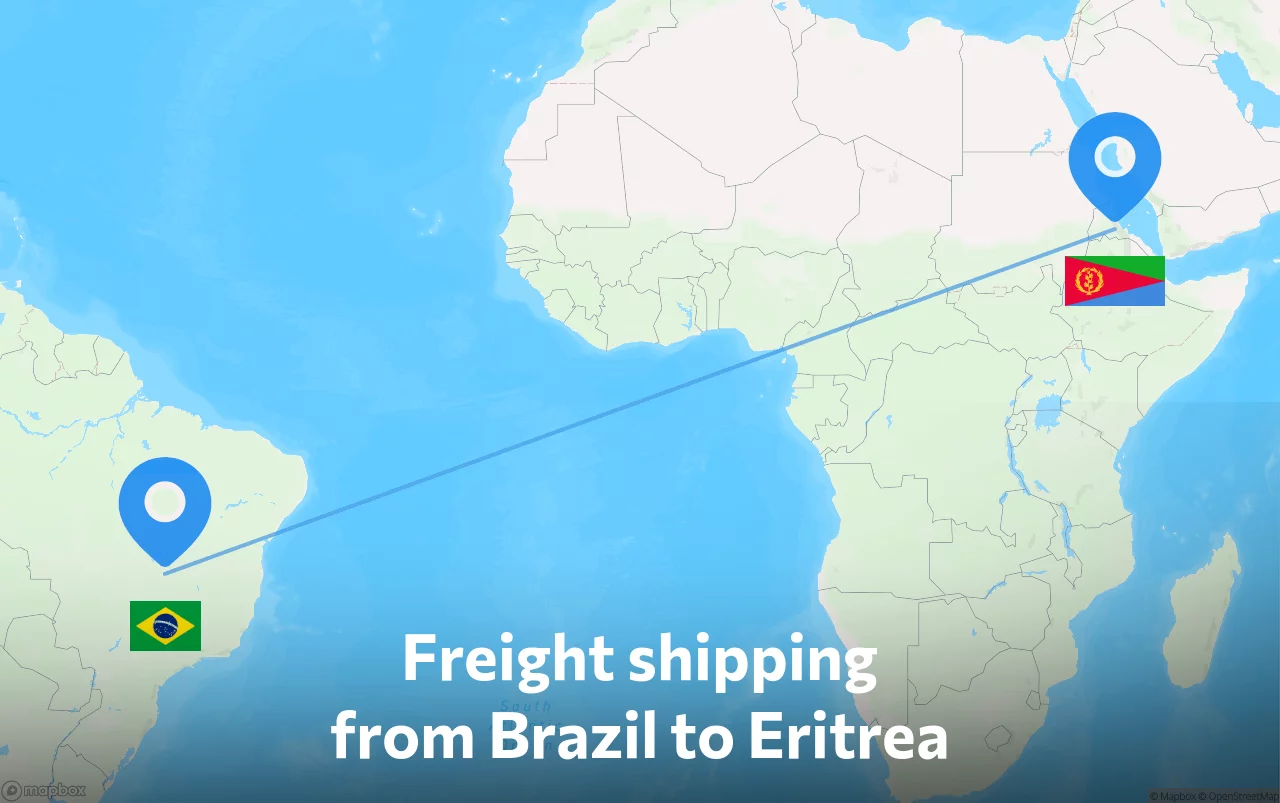 Shipping route from Brazil to Eritrea