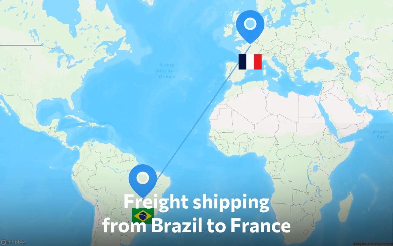 Shipping route from Brazil to France