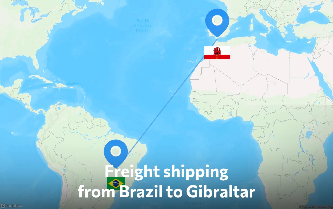 Shipping route from Brazil to Gibraltar