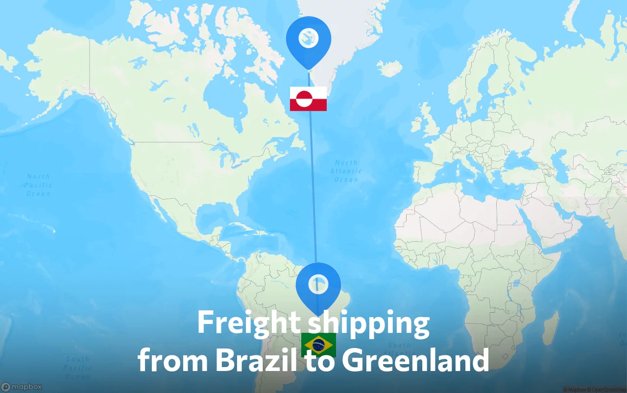 Shipping route from Brazil to Greenland
