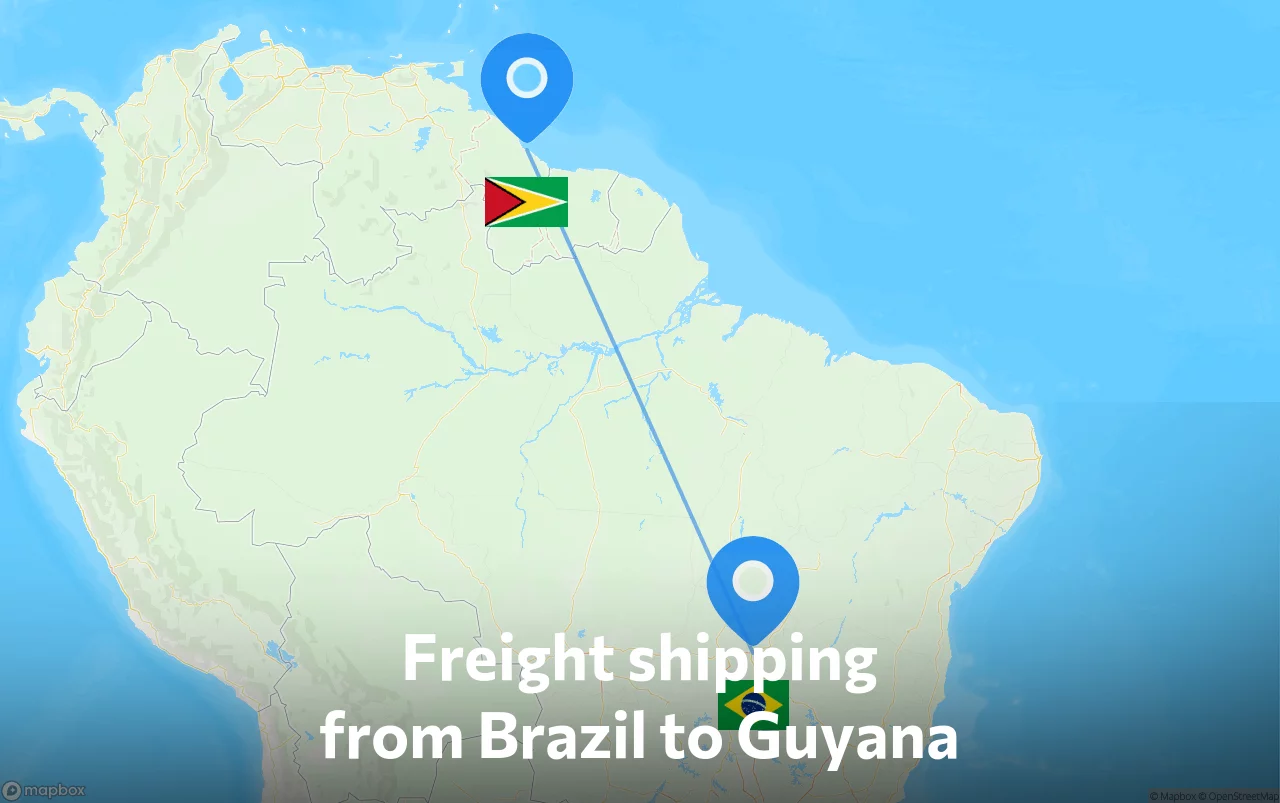 Shipping route from Brazil to Guyana