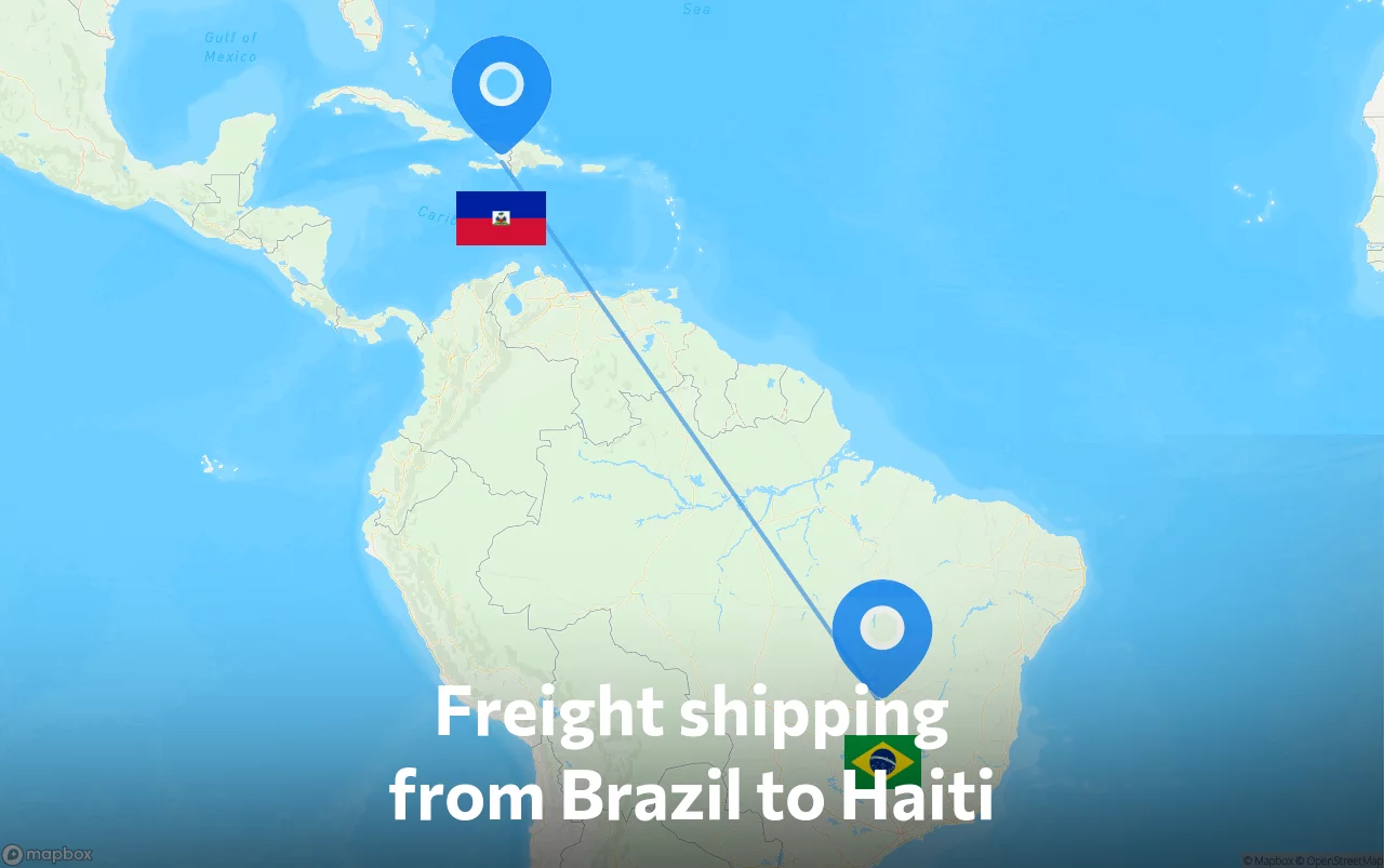 Shipping route from Brazil to Haiti
