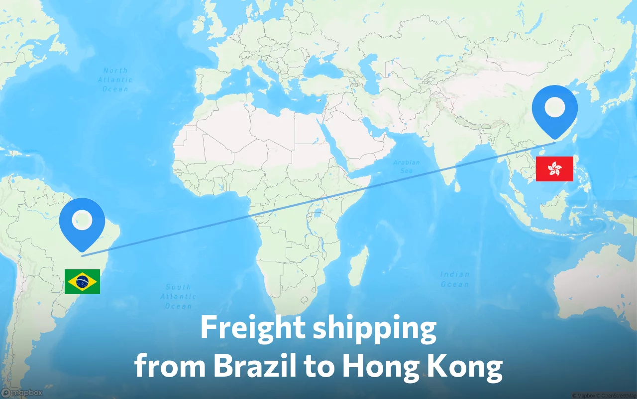 Shipping route from Brazil to Hong Kong